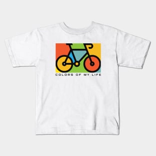 Colors Of My Life Bicycle Cycling Riding Silhoutte Green Yellow Blue Black Kids T-Shirt